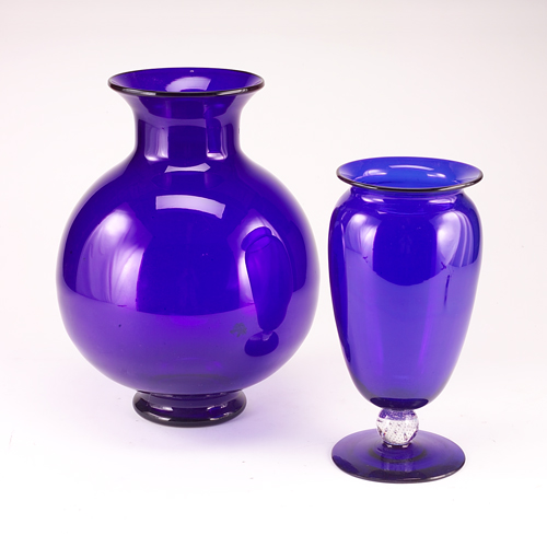 Appraisal: Two cobalt blue glass vessels one large bulbous the other