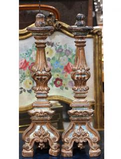 Appraisal: Pair of Continental Renaissance style partial painted and carved wood