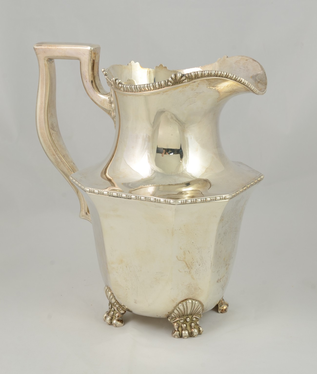 Appraisal: Theodore B Starr Sterling Silver Paw-Footed and Gadrooned Water Pitcher