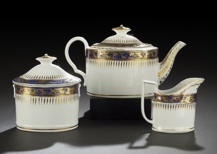 Appraisal: Attractive Three-Piece English Porcelain Tea Service first quarter th century