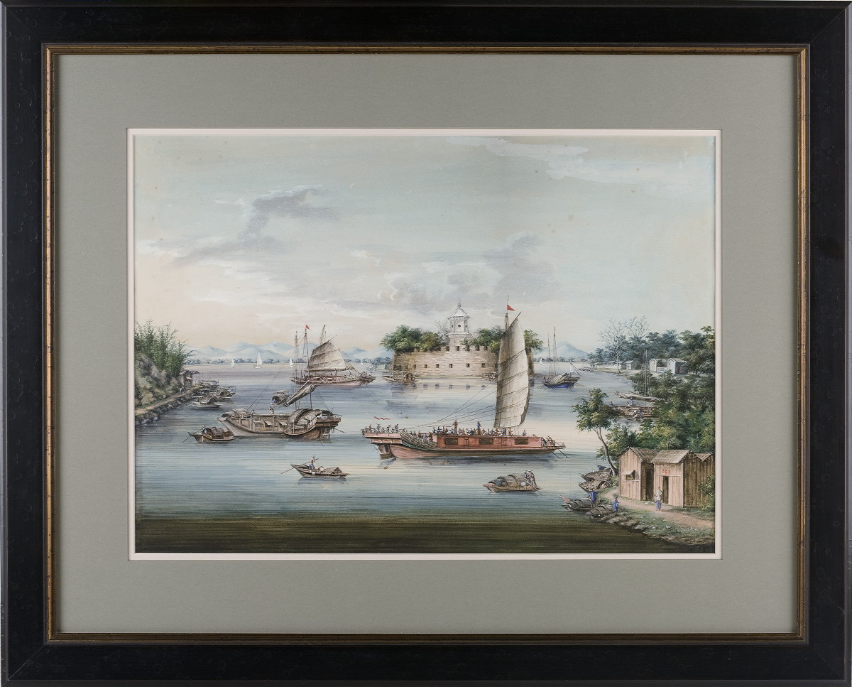 Appraisal: CHINA TRADE WATERCOLOR OF THE DUTCH FOLLY FORT ON THE