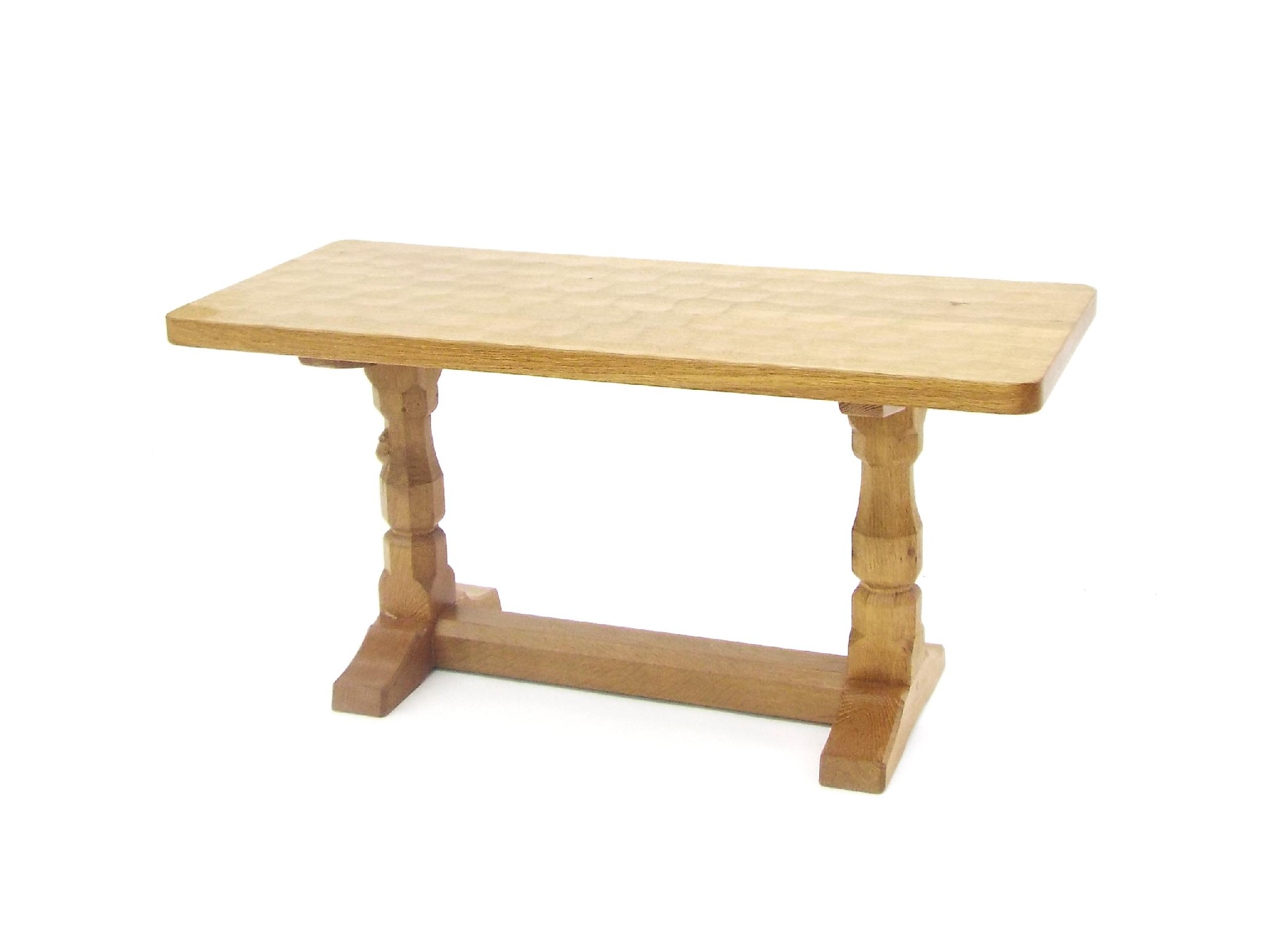 Appraisal: Robert 'Mouseman' Thompson golden oak coffee table the rectangular top