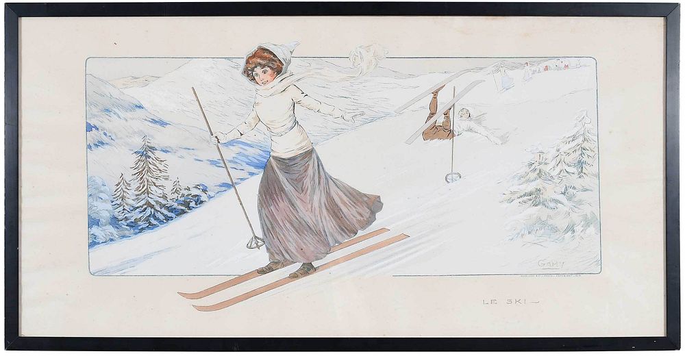 Appraisal: Gamy Marguerite Montaut French - Le Ski printed by Mabileau