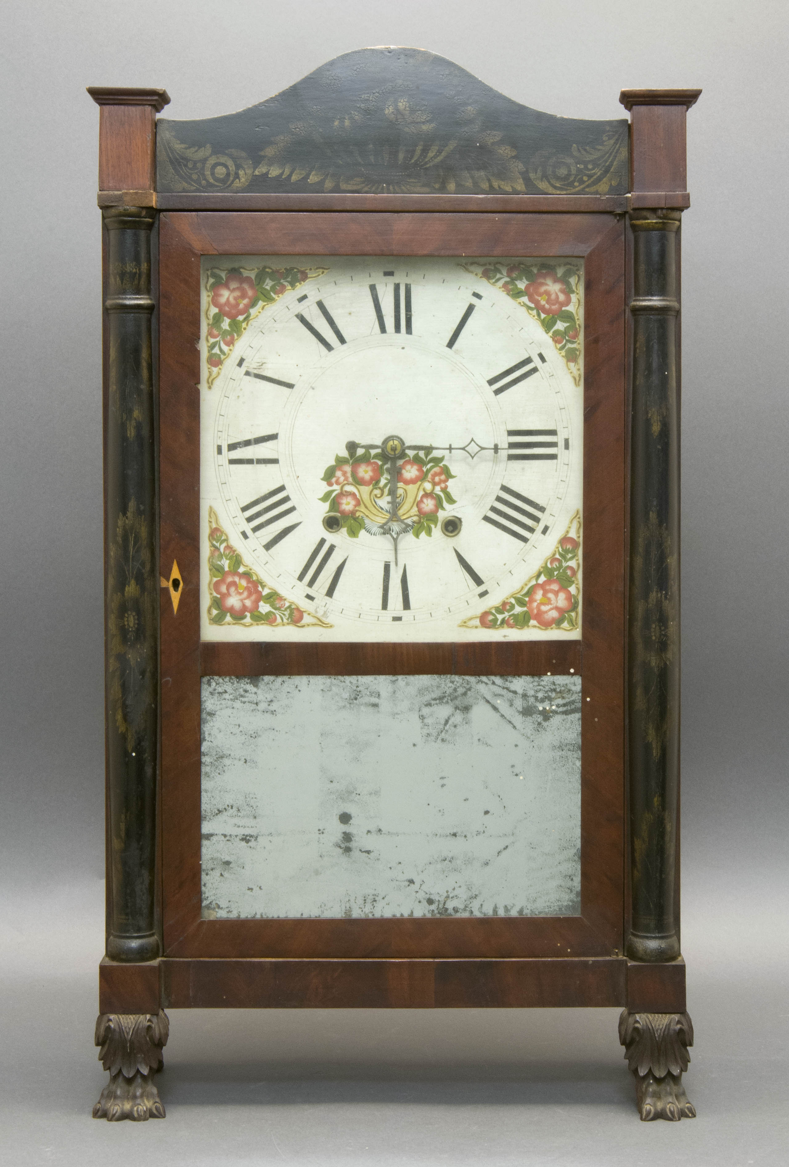 Appraisal: ANTIQUE AMERICAN EMPIRE HALF-COLUMN SHELF CLOCK Circa Bears the label