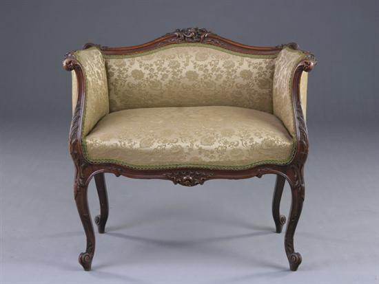 Appraisal: LOUIS XV STYLE WINDOW SEAT late th century fruitwood Shell-and-scroll