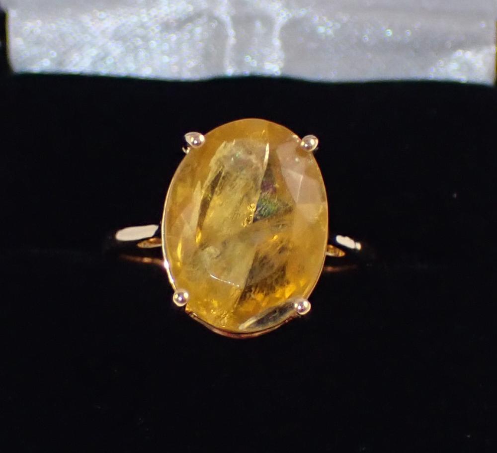 Appraisal: YELLOW FLUORITE AND FOURTEEN KARAT GOLD RING The k yellow