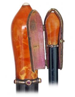 Appraisal: Amber Dress Cane -Ca -Large natural Baltic amber knob turned