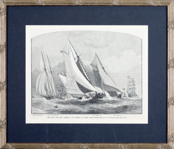 Appraisal: TWO FRAMED WOOD ENGRAVINGS OF AMERICA'S CUP RACES AND quot