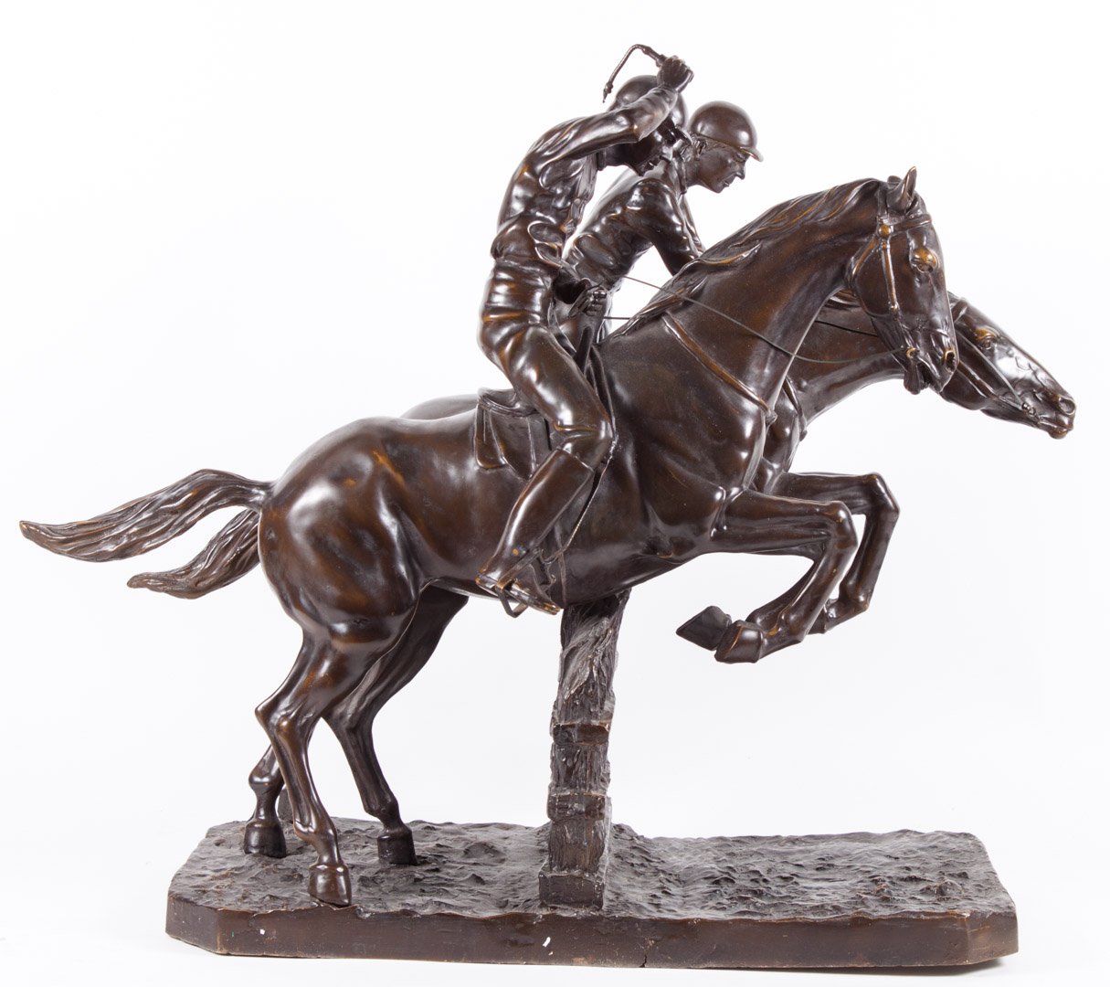 Appraisal: After Isadore Bonheur Steeplechase bronze modeled as two equestrians jumping