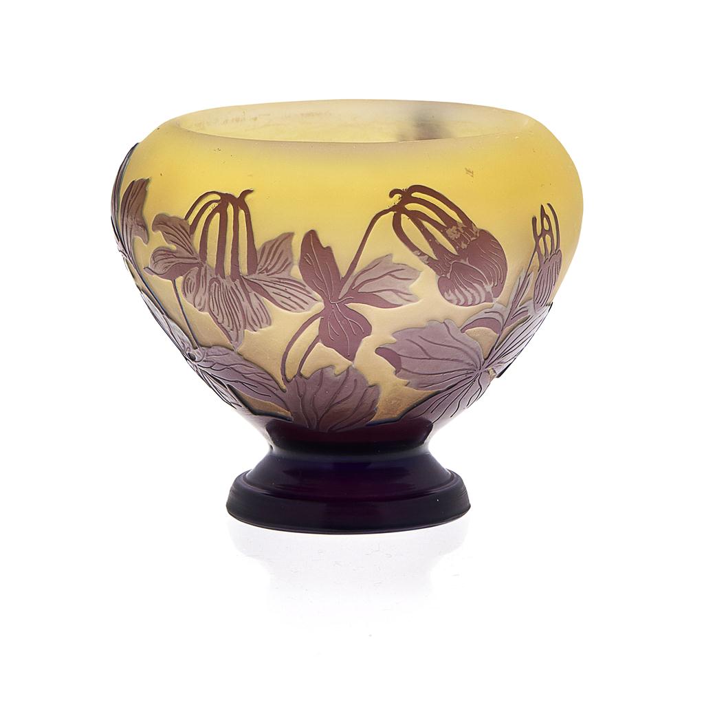 Appraisal: MILE GALL - CAMEO GLASS COUPE VASE CIRCA the ovoid