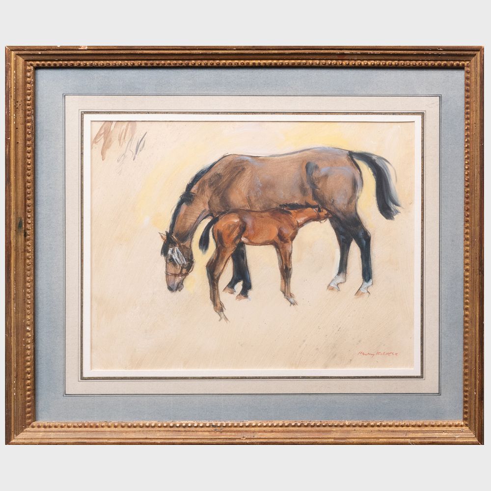 Appraisal: Henry Koehler - Reflection and Foal IV Charcoal and oil