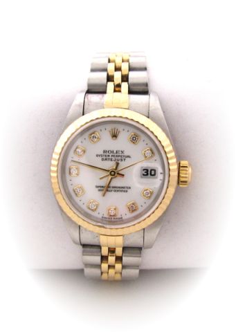 Appraisal: Lady's two-tone Rolex Datejust white face with diamond numerals with