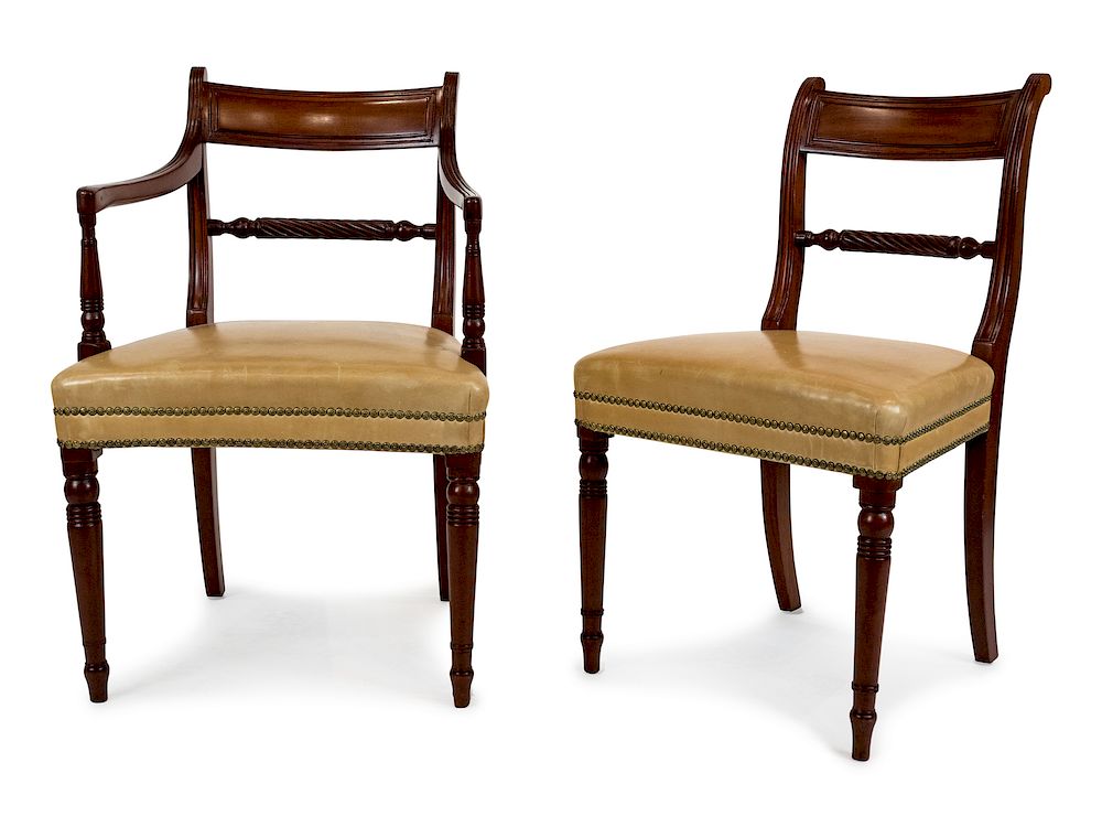 Appraisal: A Set of Eight Regency Style Mahogany Chairs A Set