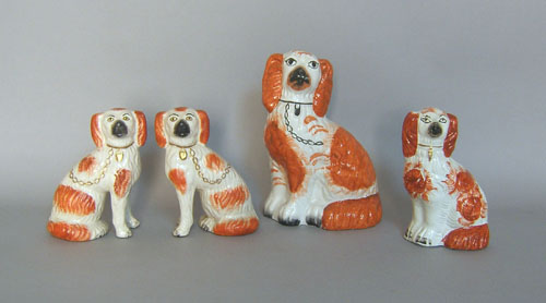 Appraisal: Four Staffordshire spaniels largest