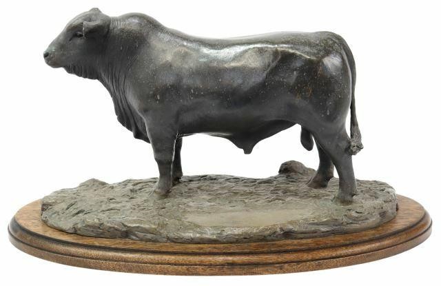 Appraisal: Patinated bronze sculpture Brangus Bull signed in cast Tom Tischler