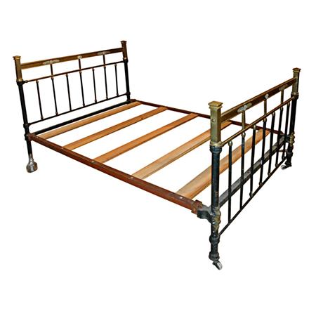 Appraisal: Empire Style Brass and Iron Bedstead Estimate nbsp nbsp nbsp