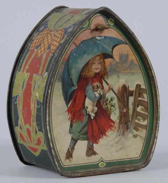 Appraisal: Biscuit Tin with Young Girl Description Some light nicks and