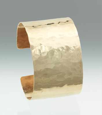 Appraisal: A Hammered k Gold Cuff Bracelet Tested k yellow gold