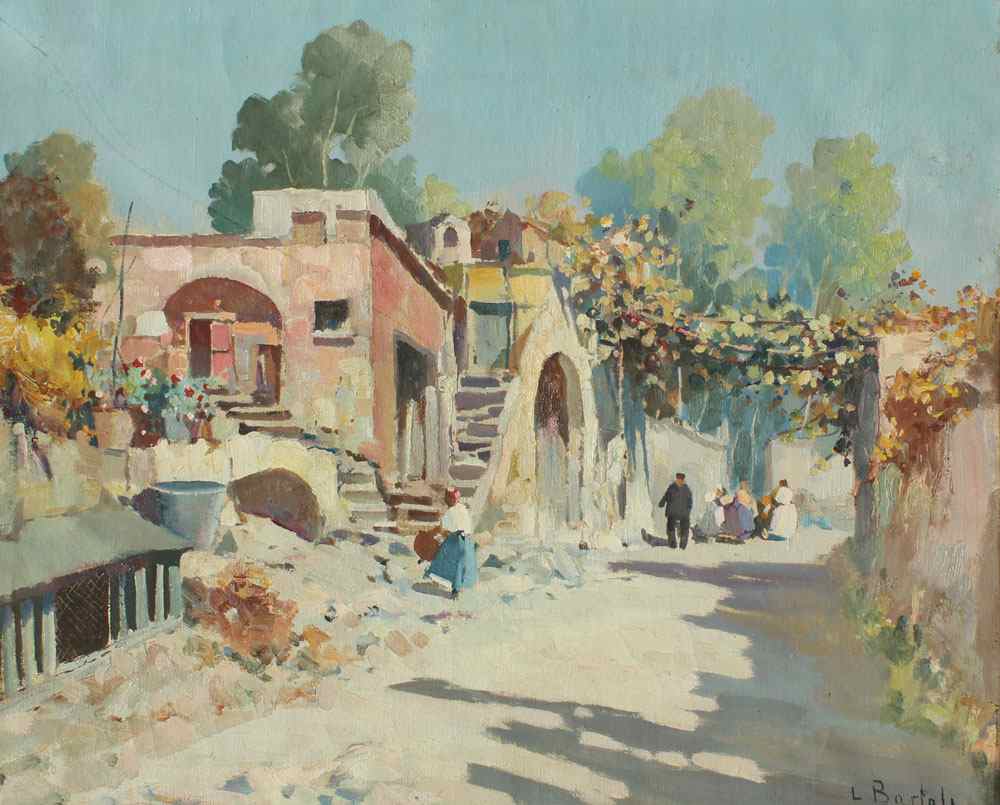 Appraisal: BARTOLI L Italian th C Italian Village Street Scene with