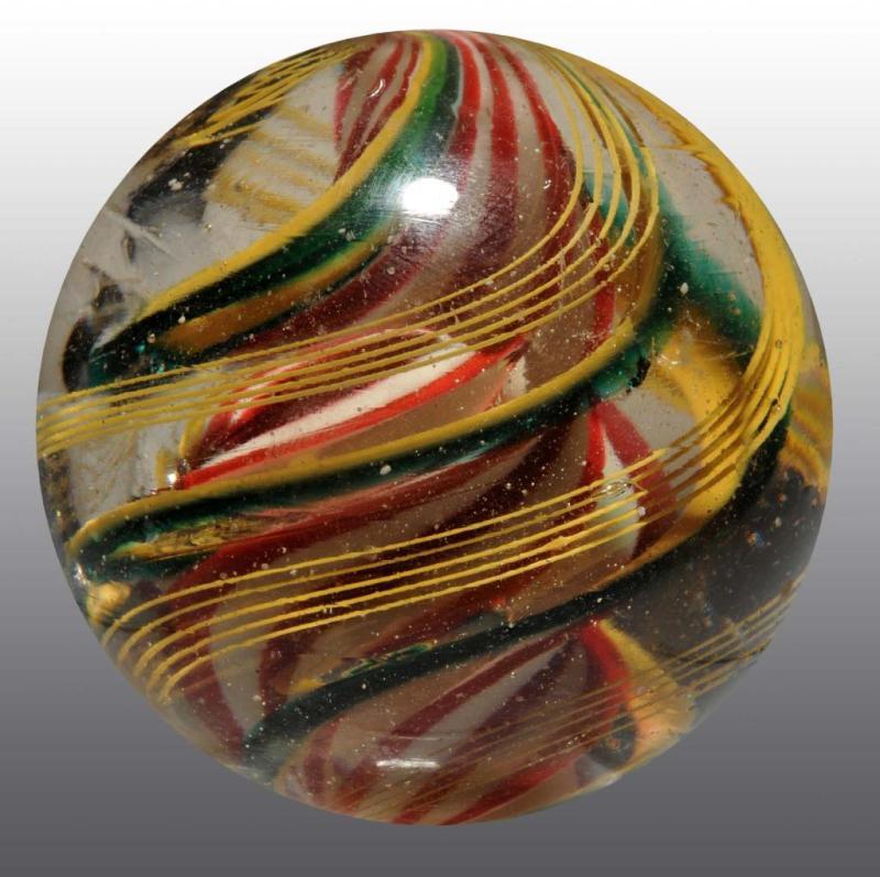 Appraisal: Large -Stage Divided Core Swirl Marble Description Large red and