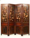 Appraisal: SCREEN - th c panel Chinese export folding screen in