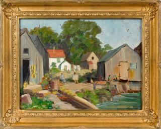 Appraisal: Richard Evett Bishop American - oil on board titled Rockport