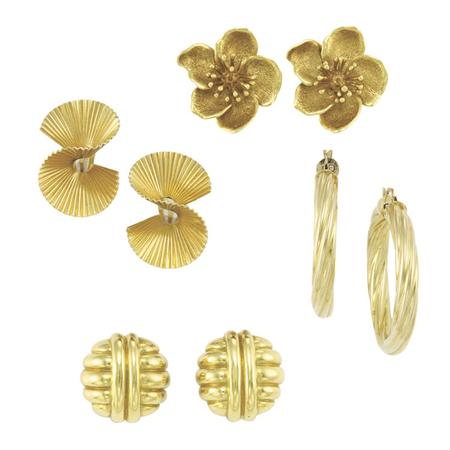 Appraisal: Four Pairs of Gold Earclips Estimate -