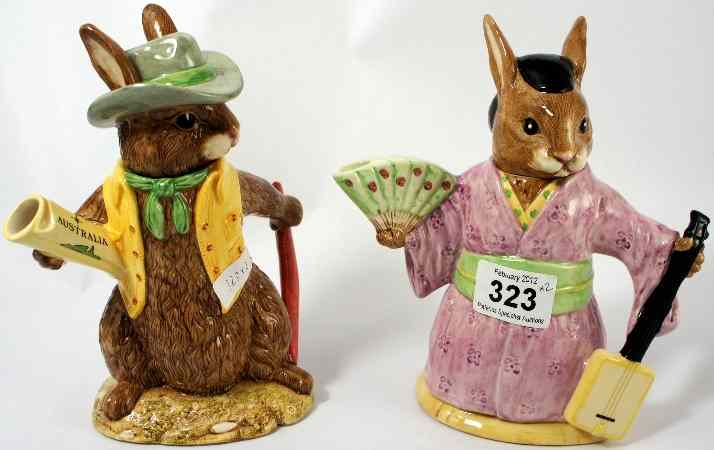 Appraisal: Royal Doulton Bunnykins Character Tea Pots Bunnykins Aussie Explorer D