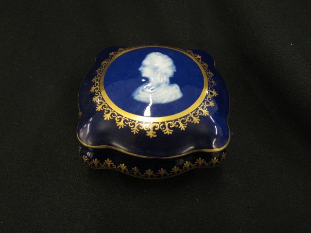 Appraisal: Limoges Pate-Sur-Pate Porcelain Box portrait of Marie Antoinette diameter