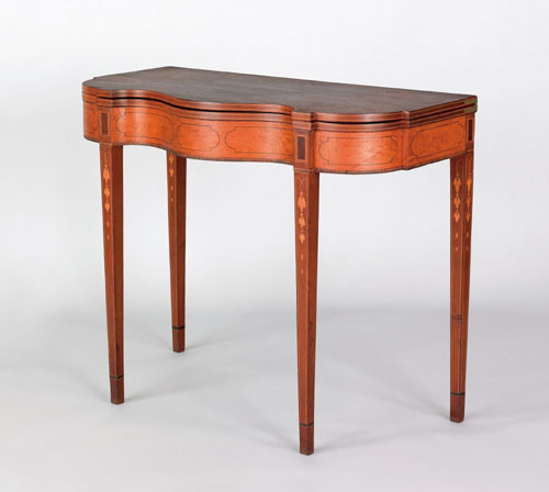 Appraisal: Exceptional and rare Philadelphia Federal satinwood veneered mahogany games table