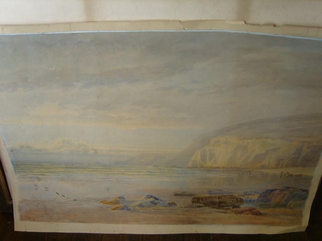 Appraisal: A late th century watercolour of a coastal landscape with