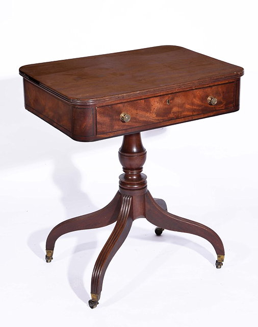 Appraisal: A REGENCY MAHOGANY WRITING TABLE with single fitted drawer to