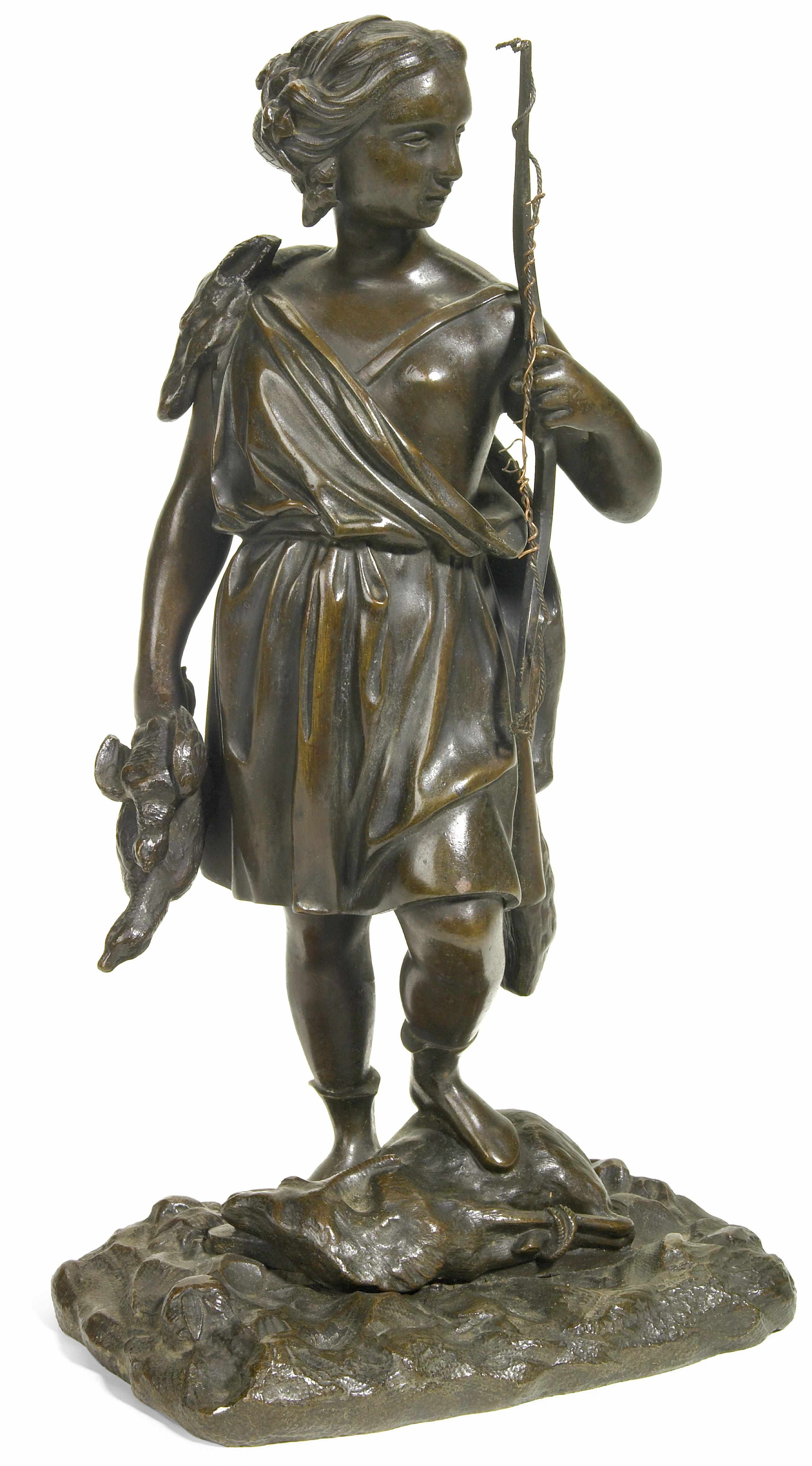 Appraisal: A French patinated bronze figure of Diana late th early