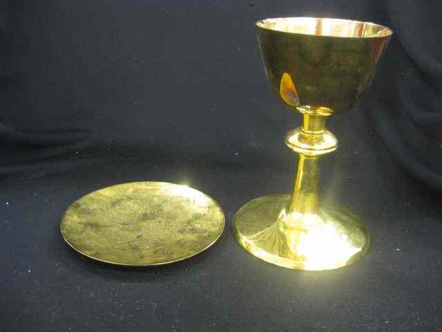 Appraisal: Communion Chalice Host Tray gold finish '' goblet in box