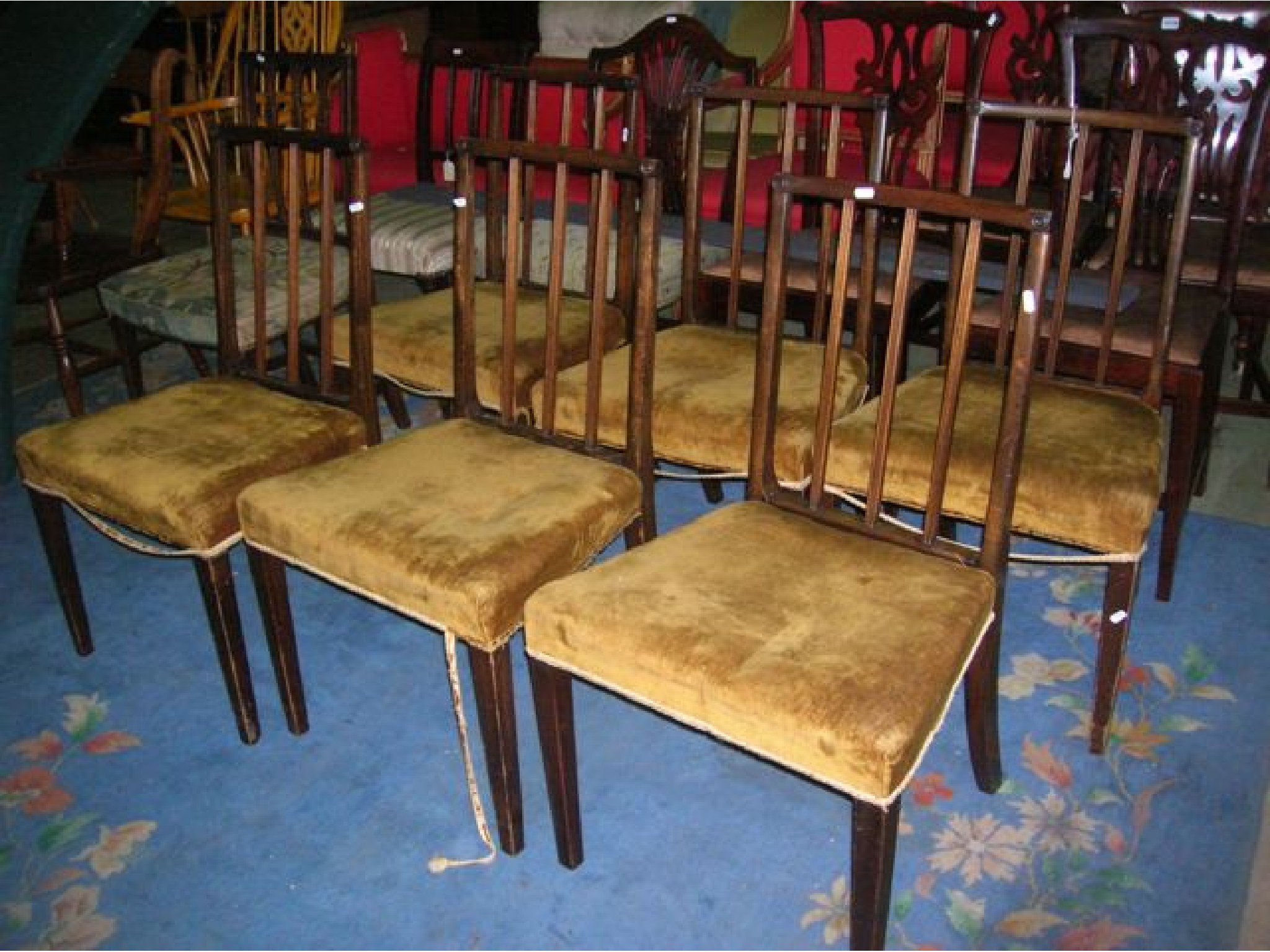 Appraisal: A set of six Georgian style mahogany dining chairs with