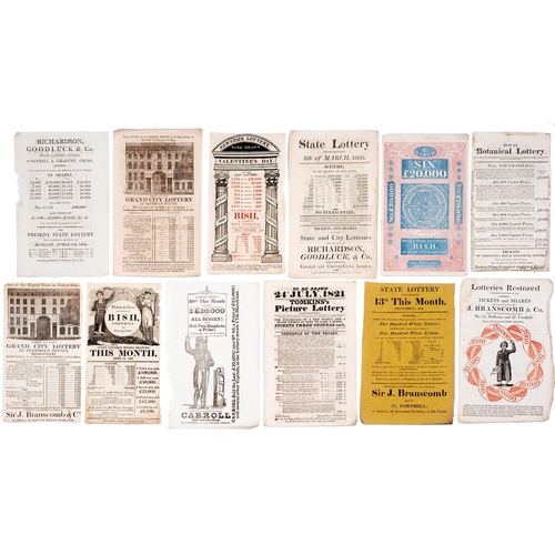 Appraisal: Printed ephemera Lottery bills -c advertising English and Irish state