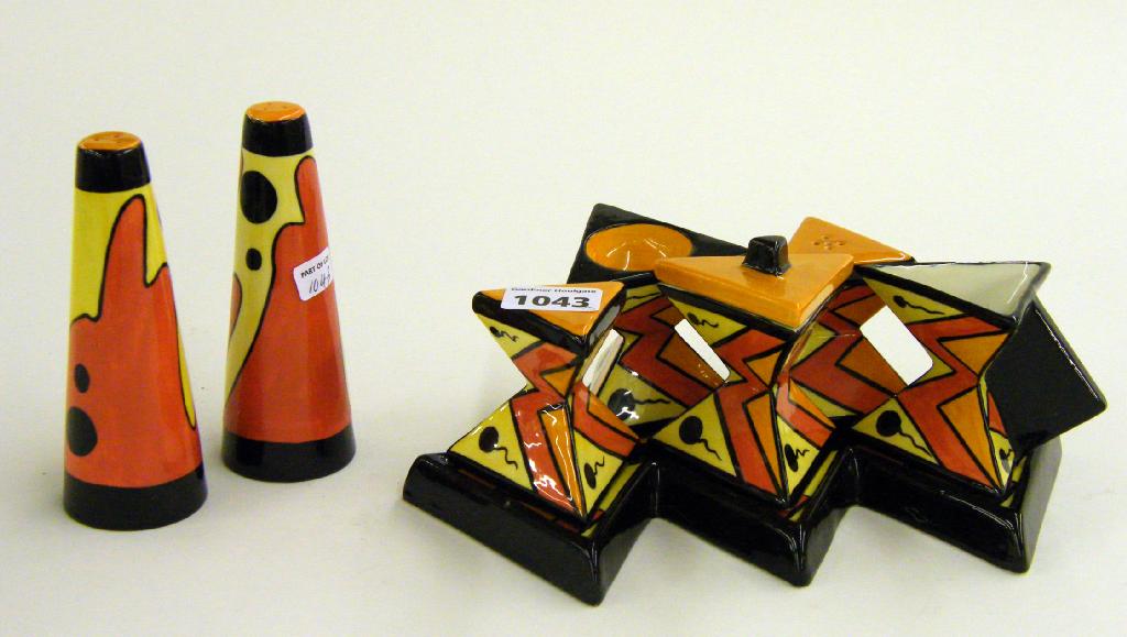 Appraisal: Pair of 'Lava' salt and pepper pots high also a