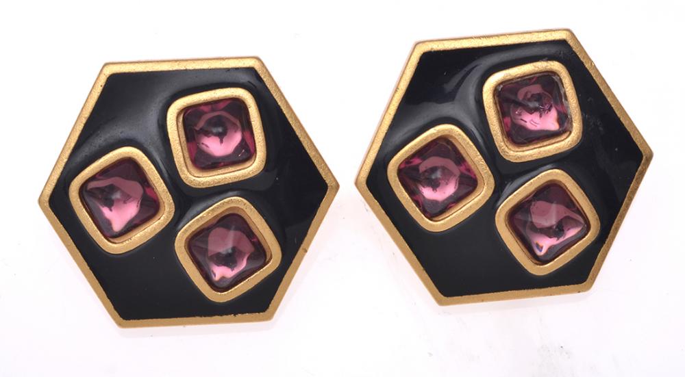 Appraisal: A PAIR OF STONE SET EARRINGS BY YVES SAINT LAURENT