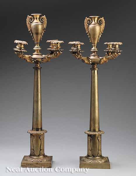 Appraisal: A Fine Pair of American Classical Gilded and Patinated Bronze