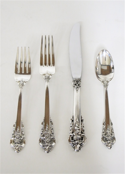 Appraisal: WALLACE GRAND BAROQUE STERLING SILVER FLATWARE SET plus storage chest