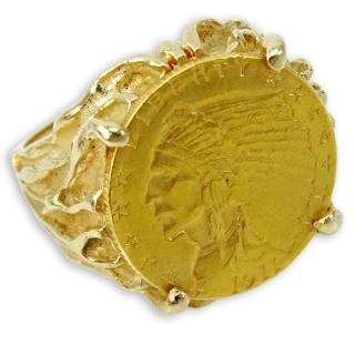 Appraisal: US Indian Head Gold Coin and Karat Yellow Gold Rin