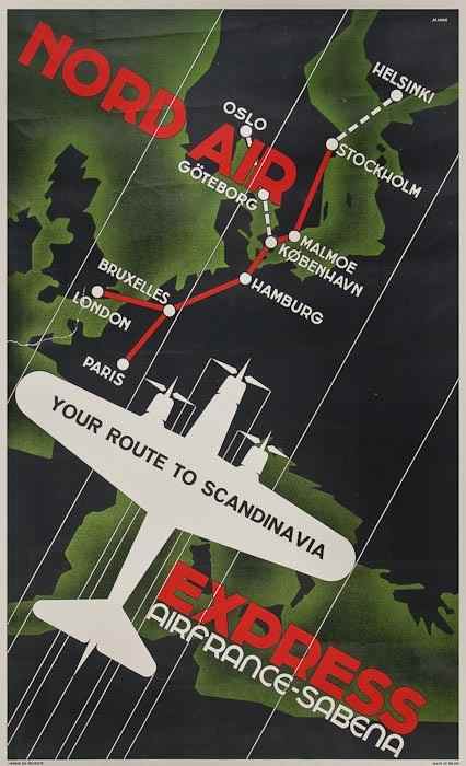 Appraisal: CROS M NORD AIR EXPRESS lithograph in colours c cond