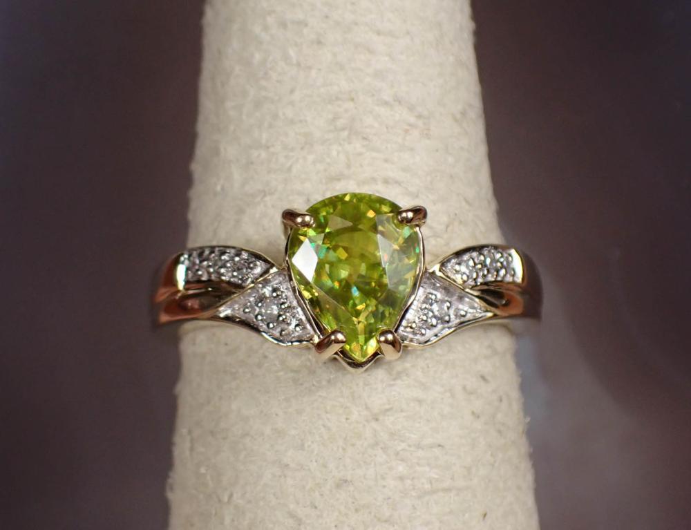 Appraisal: SPHENE DIAMOND AND FOURTEEN KARAT GOLD RING The yellow and