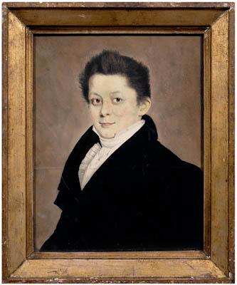 Appraisal: th century portrait young man in black coat unsigned watercolor