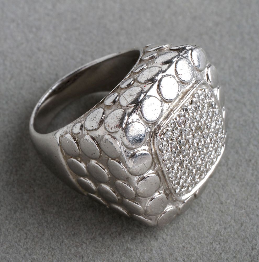 Appraisal: John Hardy K Gold Sterling Silver Diamonds Ring John Hardy