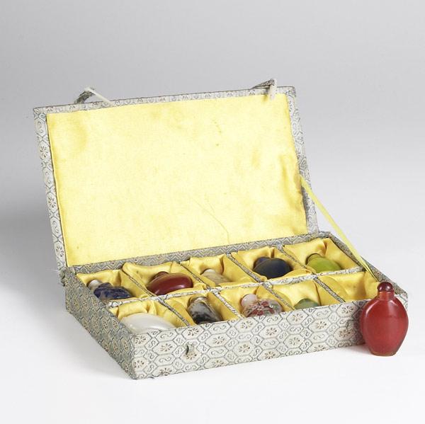 Appraisal: SNUFF BOTTLES Ten pieces include cameo type enameled glass and