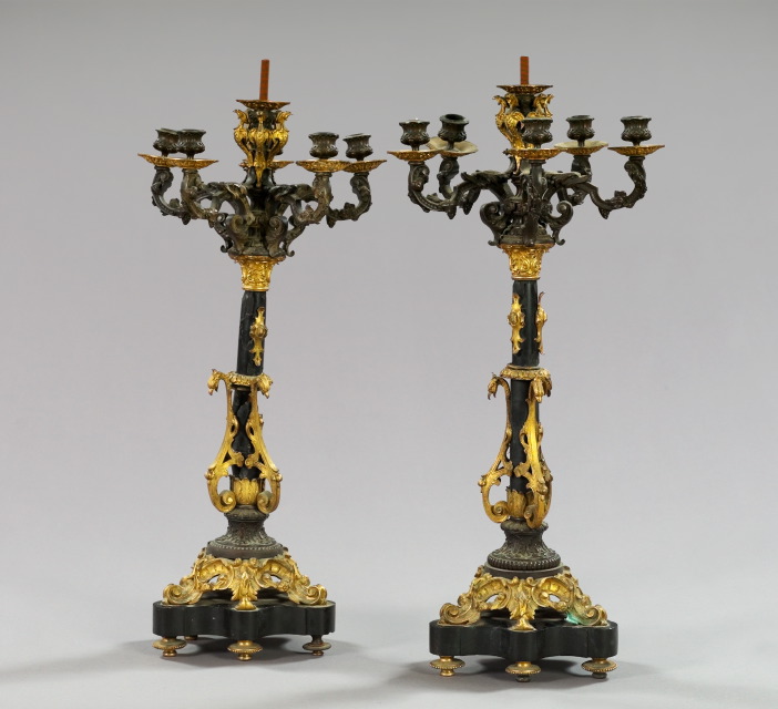 Appraisal: Good Pair of Napoleon III Gilt- and Patinated Brass-Mounted Black