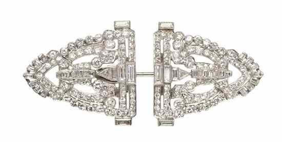 Appraisal: A Pair of Platinum and Diamond Dressclips Circa in an