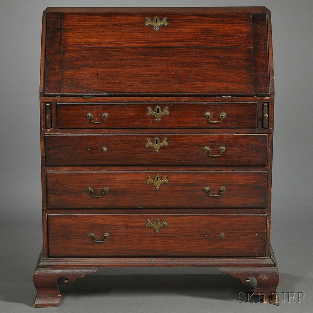 Appraisal: Cherry Slant-lid Desk probably Connecticut c - the lid opens