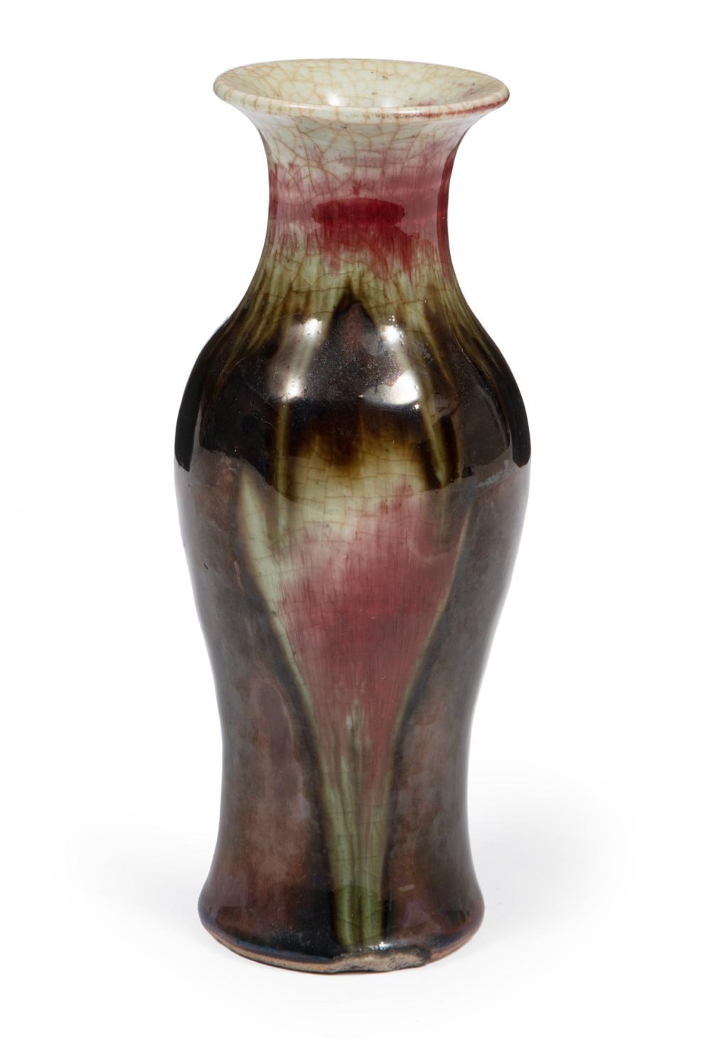 Appraisal: CHINESE FLAMBE GLAZED BALUSTER VASEChinese Flambe Glazed Baluster Vase th